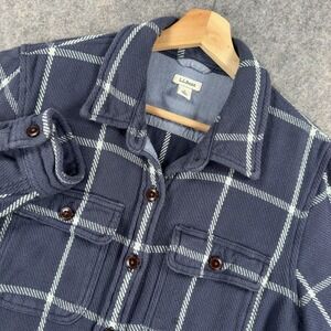 L.L.Bean 1912 Overshirt Jacket Womens Small Blue Plaid Cotton Shacket